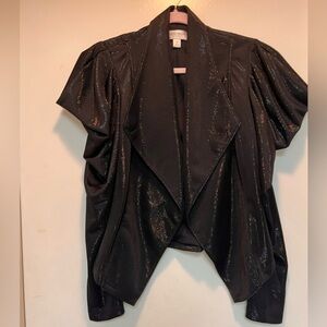 Metallic black puff sleeve blazer